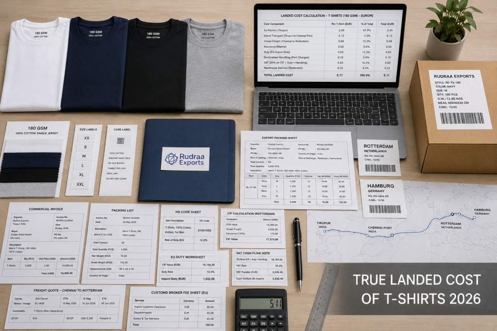 The True Landed Cost of Sourcing T-Shirts from India: Tirupur to Rotterdam and Hamburg Guide