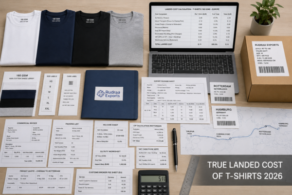 The True Landed Cost of Sourcing T-Shirts from India: Tirupur to Rotterdam and Hamburg Guide