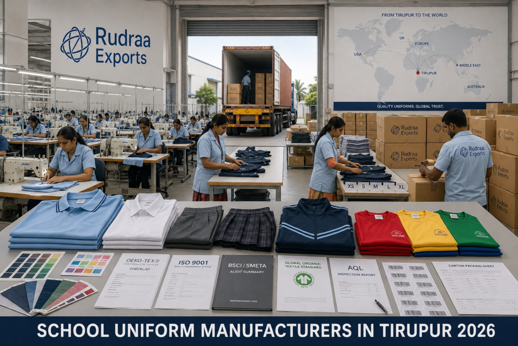 School Uniform Manufacturers in Tirupur: Bulk Institutional Wear for Global Buyers