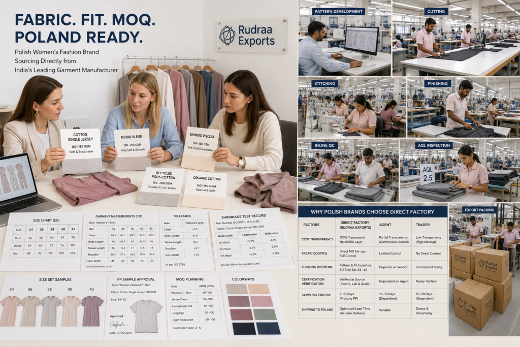 Women’s Clothing Manufacturer in India for Polish Brands: Fabric, MOQ and Sizing Guide