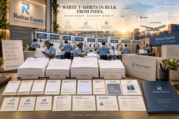 White T-Shirts in Bulk from India: Plain Cotton Wholesale for Printers, Brands and Retailers